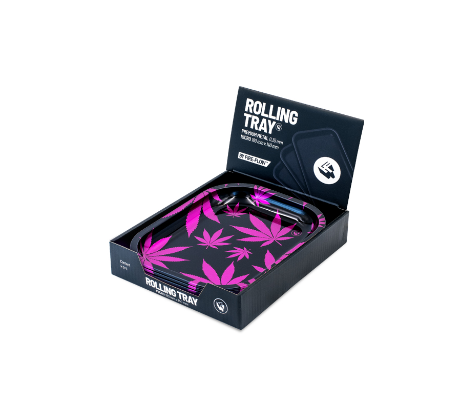 B4 FIRE-FLOW™ Metal Rolling Tray Leaves Pink (140 mm x 180 mm)