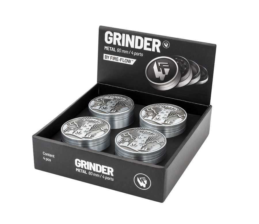 B4 FIRE-FLOW™ Metal Grinder Silver 420 Aliens (⌀60 mm / 4-parts)