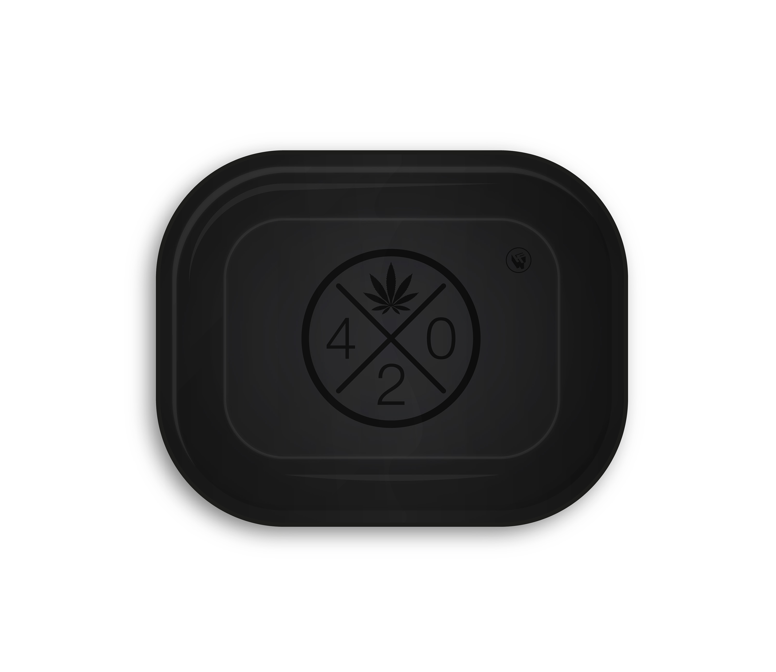 B4 FIRE-FLOW™ Metal Rolling Tray 420 Logo Black on Black (140 mm x 180 mm) 