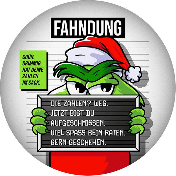 Grüner Charakter, Hut, graues Brett, Zahlen im Sack, Cartoon-Design
