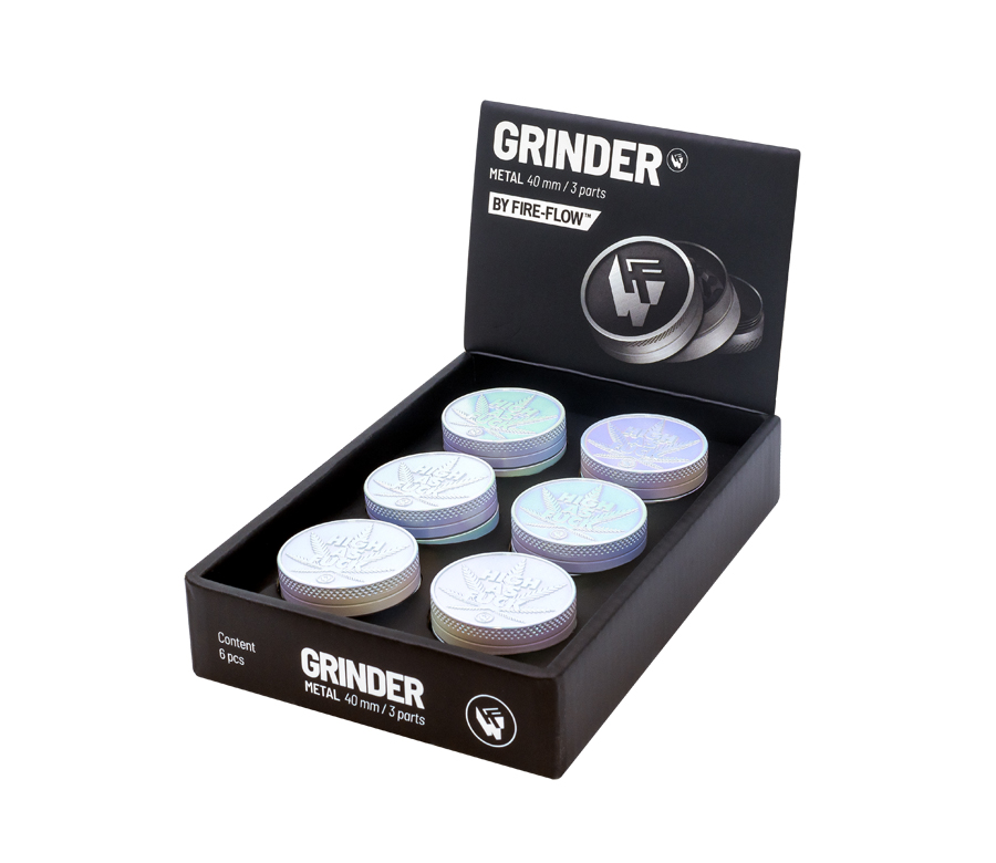 B6 FIRE-FLOW™ Metal Grinder Icy Pearl High as fuck (⌀40 mm / 3-parts)