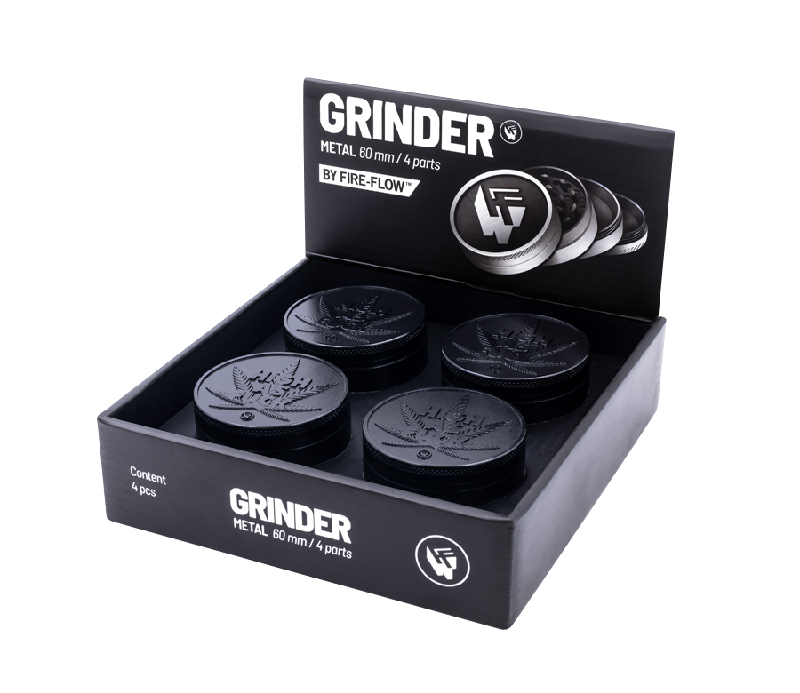 B4 FIRE-FLOW™ Metal Grinder Black High As Fuck (⌀60 mm / 4-parts)