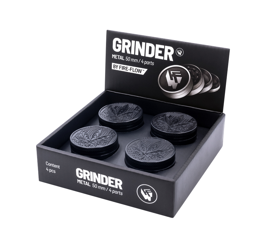 B4 FIRE-FLOW™ Metal Grinder Black Leaves 36 (⌀50 mm / 4-parts)