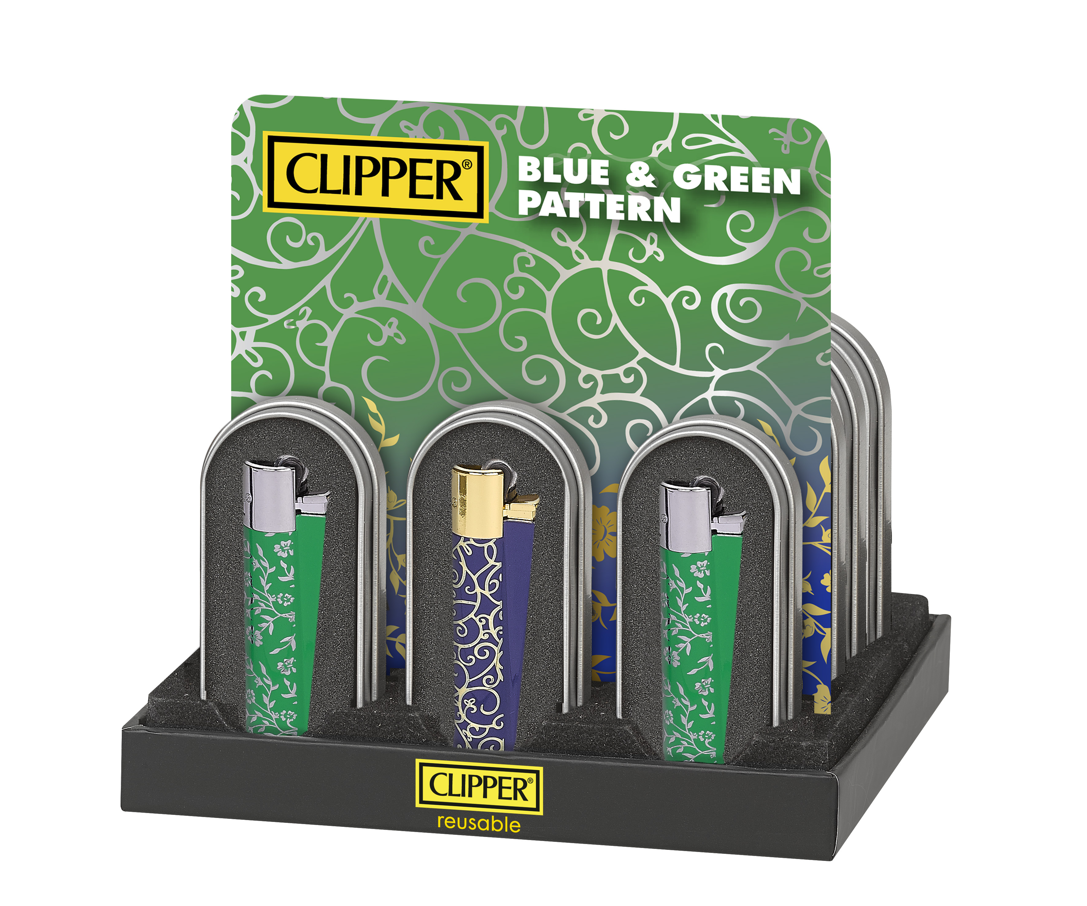 B12 CLIPPER CLASSIC Metal Large Blue & Green Pattern