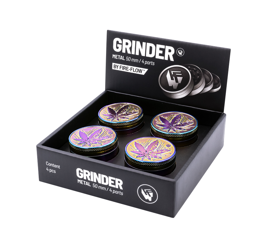 B4 FIRE-FLOW™ Metal Grinder Icy GEOMETRICAL LEAF (⌀50 mm / 4-parts)