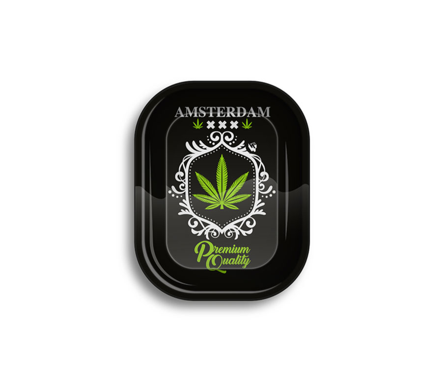 FIRE-FLOW™ Metal Rolling Tray Amsterdam Black Leaf (140 mm x 180 mm)