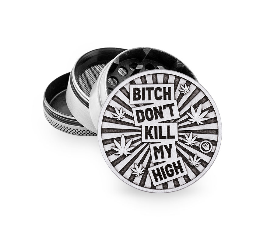 B4 FIRE-FLOW™ Metal Grinder Silver Bitch Dont Kill My High (⌀50 mm / 4-parts)