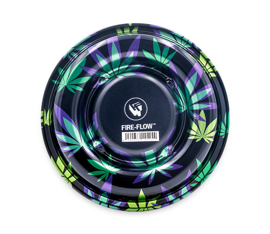 B4 FIRE-FLOW™ Metal Coffeeshop Ashtray Leaves #35 Green (⌀160 mm)