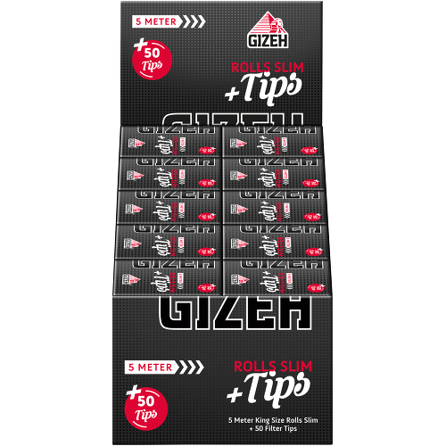 B20 GIZEH BLACK Rolls Slim + Tips