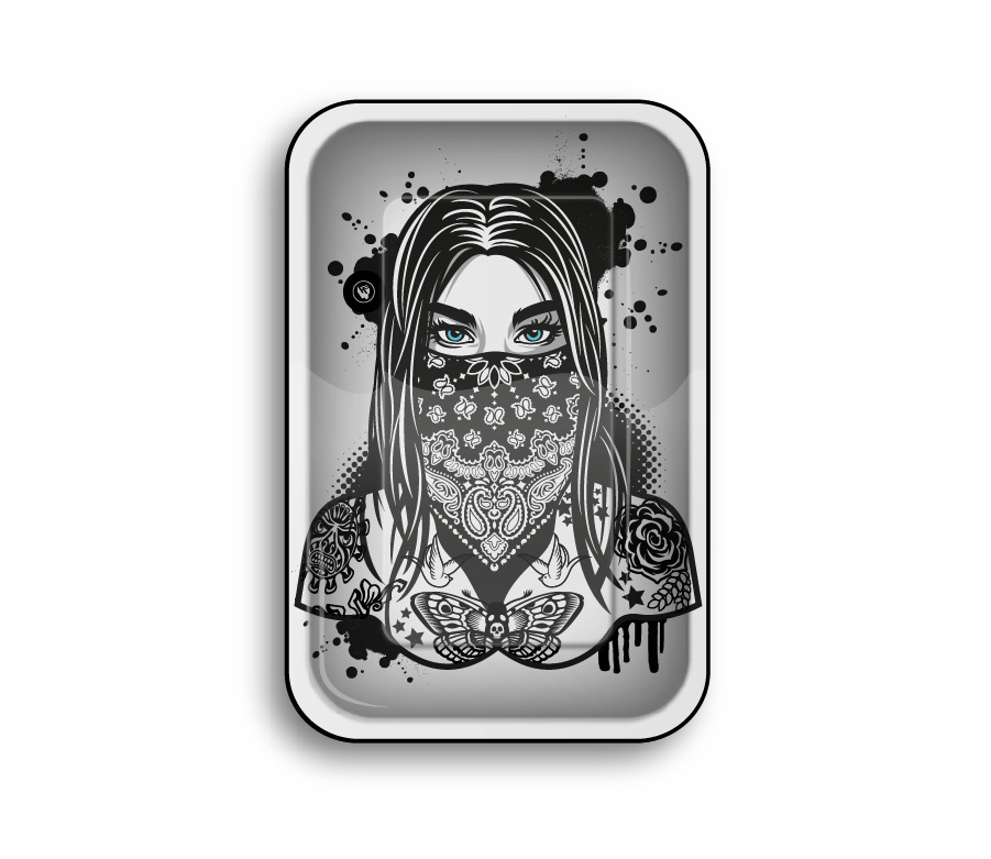 B4 FIRE-FLOW™ Metal Rolling Tray Tattoo Girl 1/4 (275 mm x 175 mm)