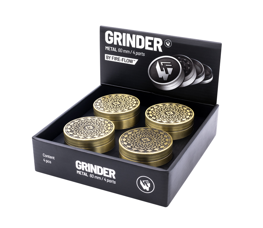 B4 FIRE-FLOW™ Metal Grinder Gold Leaf Pattern (⌀60 mm / 4-parts)