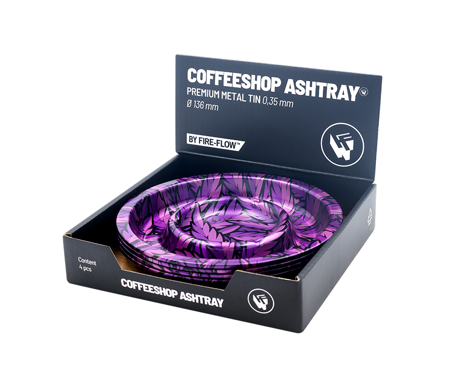 B4 FIRE-FLOW™ Metal Coffeeshop Ashtray Leaves #33 Pink (⌀136 mm)