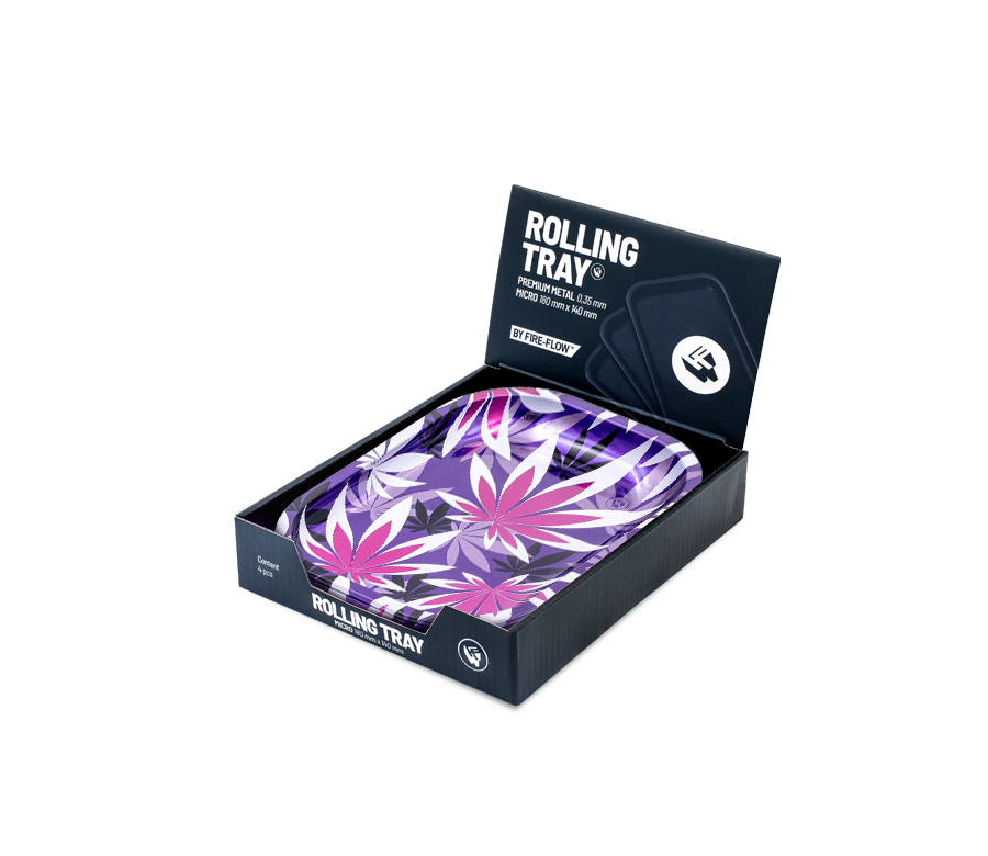 B4 FIRE-FLOW™ Metal Rolling Tray Pink Leaves 1/4 (140 mm x 180 mm)