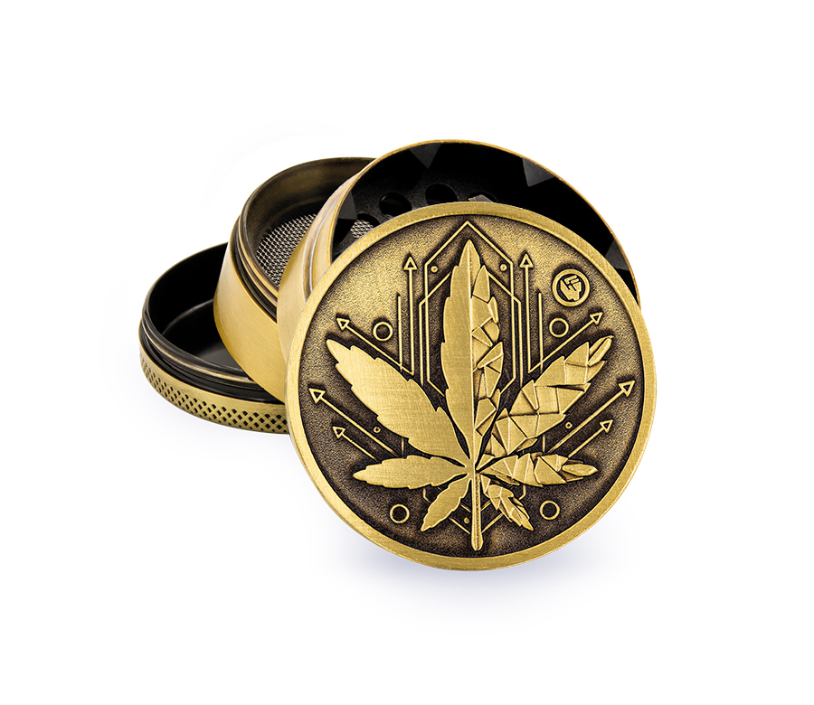 B4 FIRE-FLOW™ Metal Grinder Gold GEOMETRICAL LEAF (⌀50 mm / 4-parts)
