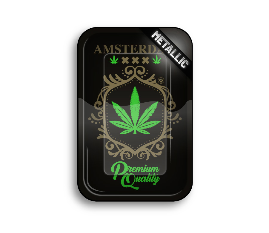 B4 FIRE-FLOW™ Metal Rolling Tray Adam Leaf Gold (275 mm x 175 mm)
