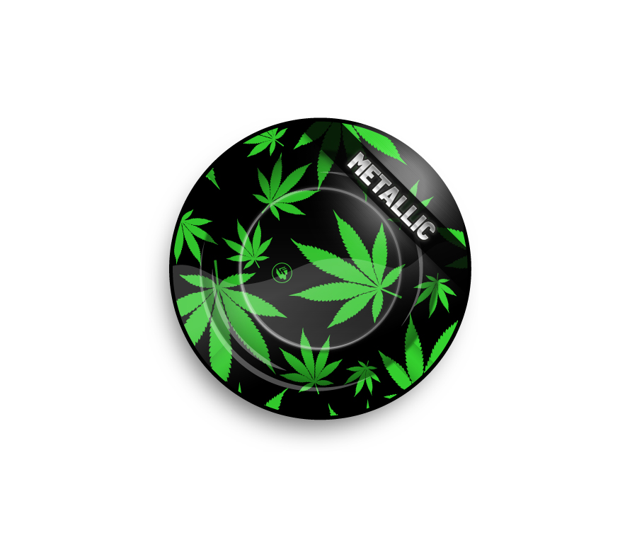 B6 FIRE-FLOW™ Metal Ashtray Leaves Green metallic (⌀135 mm)