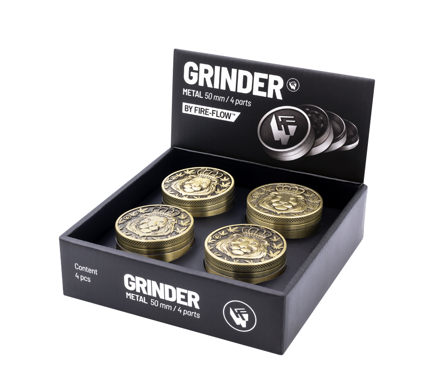 B4 FIRE-FLOW™ Metal Grinder Gold Lion (⌀50 mm / 4-parts)