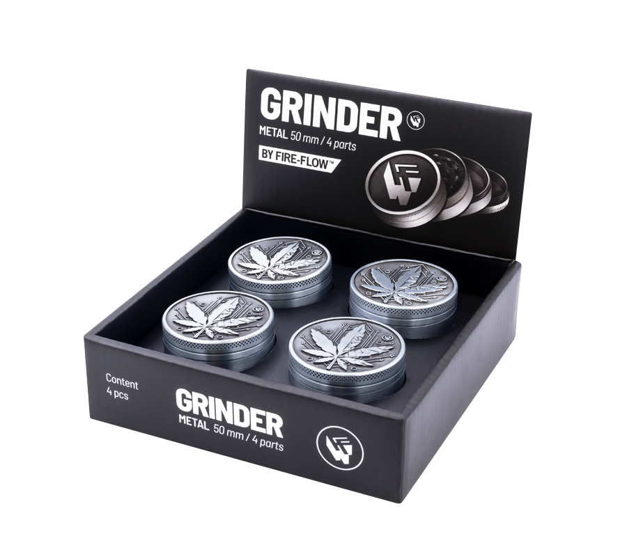 B4 FIRE-FLOW™ Metal Grinder Silver Geometrical Leaf (⌀50 mm / 4-parts)