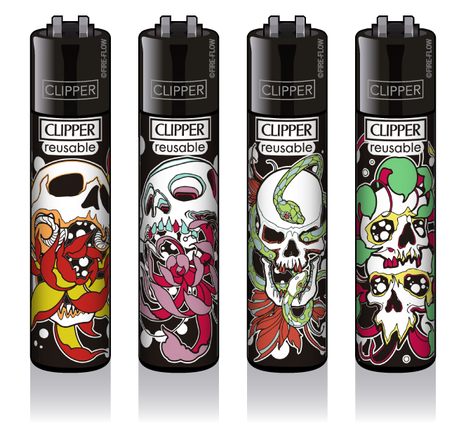 B48 CLIPPER CLASSIC Large Skulls N Flowers