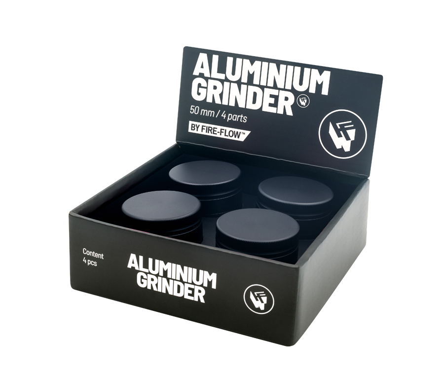 B4 FIRE-FLOW™ Aluminium Grinder Matt Black (⌀50 mm / 4-parts)