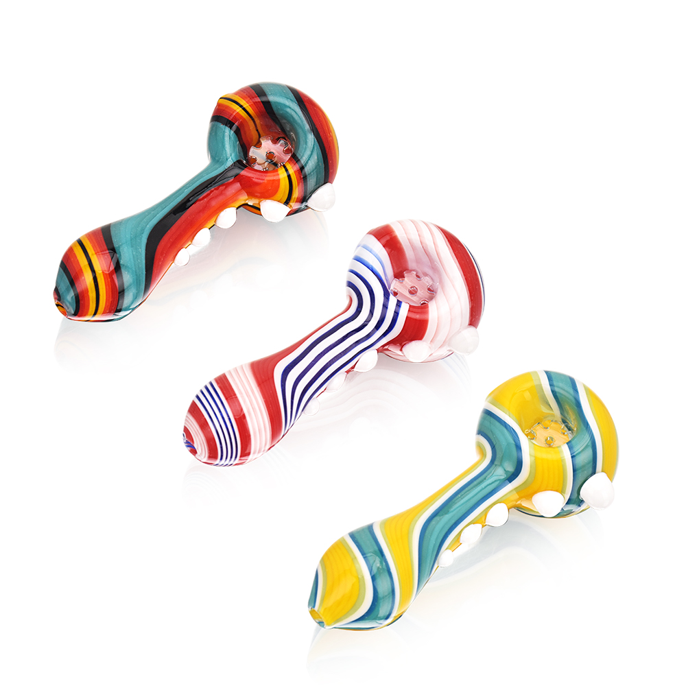 Glasrute, Glasrohr, Mundstück, Bunt gestreift, Klarer Glass Smoking Pipe