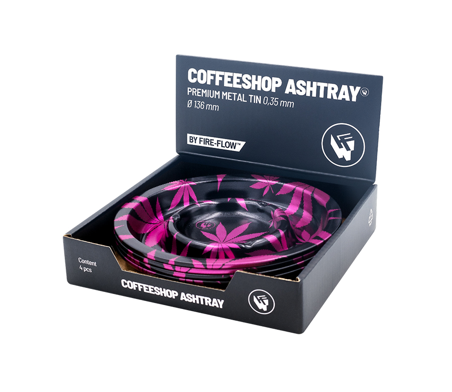 B4 FIRE-FLOW™ Metal Coffeeshop Ashtray Leaves Pink (⌀136 mm)