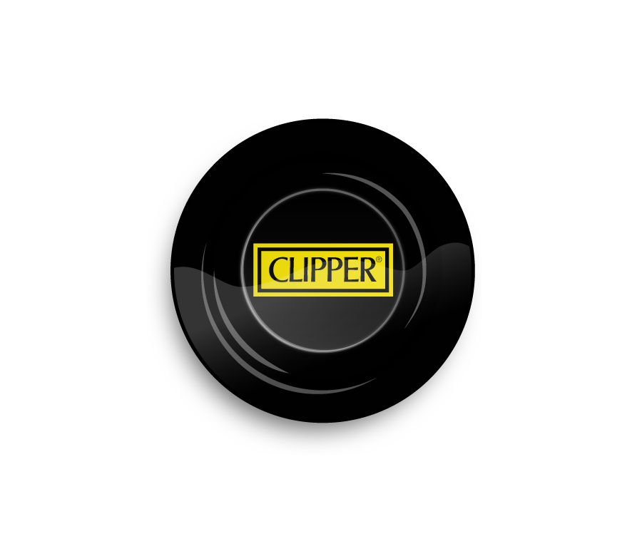 B6 FIRE-FLOW™ Metal Ashtray Clipper Logo Black (⌀135 mm)