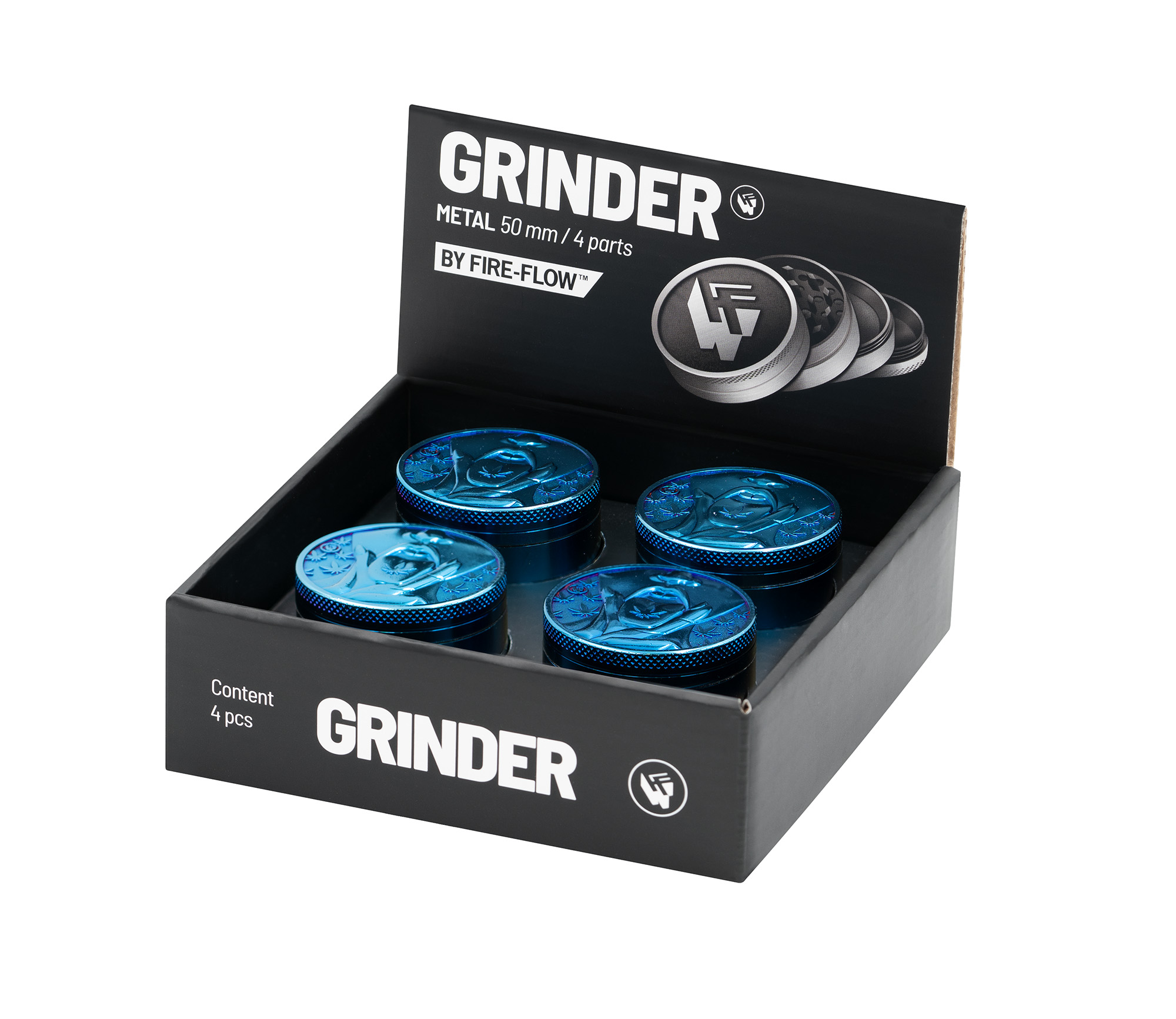 B4 FIRE-FLOW™ Metal Grinder Icy Blue 420 Girl (⌀50 mm / 4-parts) 