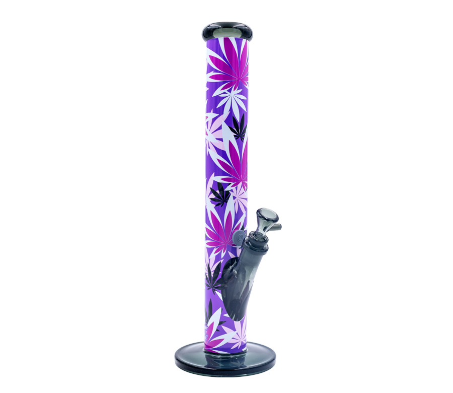 B1 FIRE-FLOW™ x BLACK LEAF® Cylinder Bong PINK LEAVES (400 mm x 51 mm)