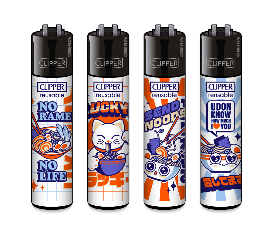 Feuerzeug, nachfüllbar, Kunststoffgehäuse, Nudelmotiv, bunt bedruckt