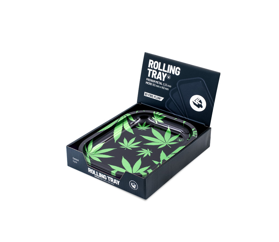 B4 FIRE-FLOW™ Metal Rolling Tray Leaves Green (140 mm x 180 mm)