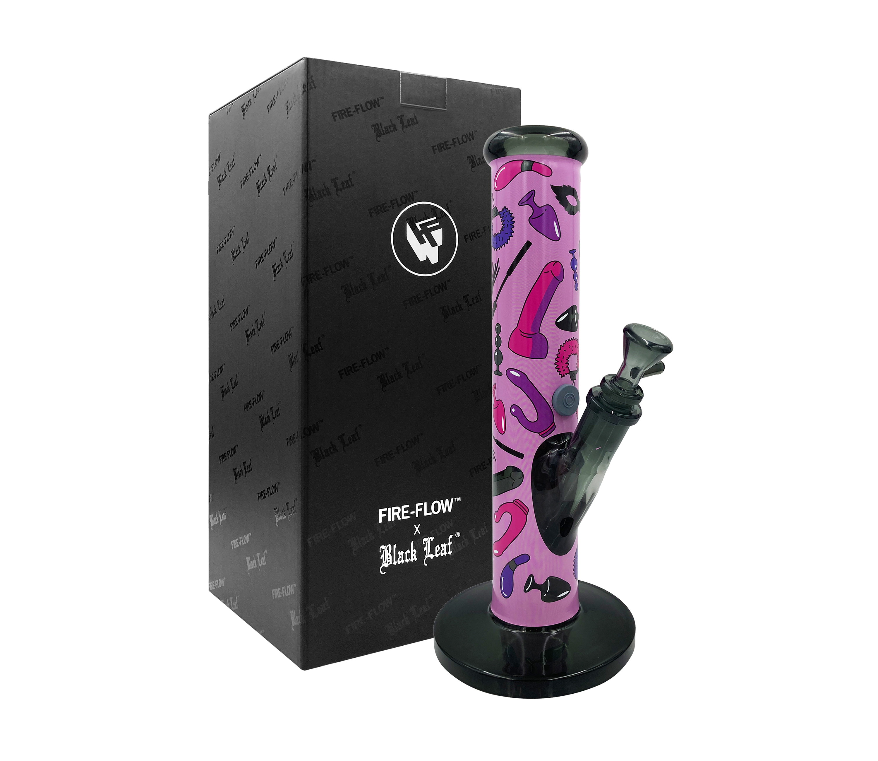 B1 FIRE-FLOW™ x BLACK LEAF® Cylinder Bong SEX TOY PATTERN (300 mm x 50 mm)   