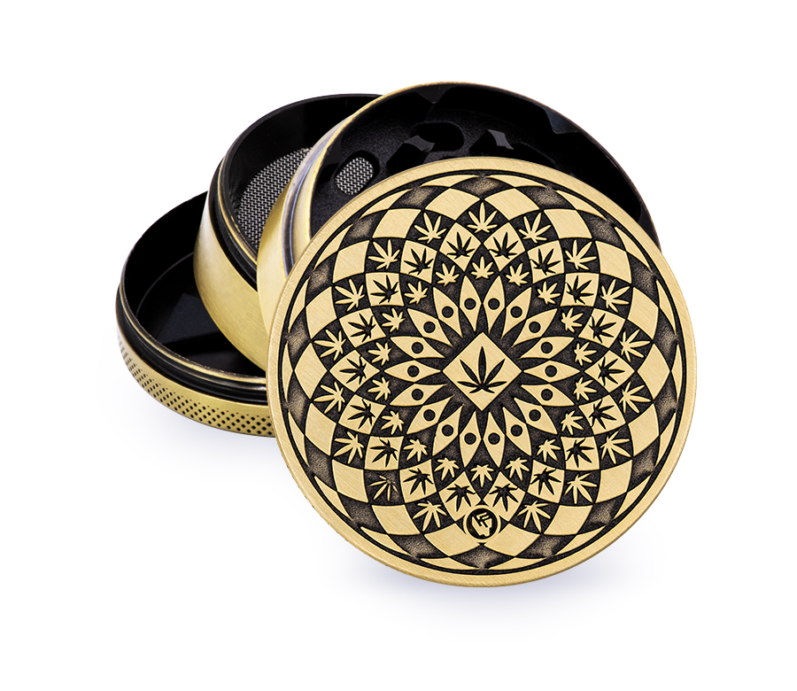 B4 FIRE-FLOW™ Metal Grinder Gold Leaf Pattern (⌀60 mm / 4-parts)