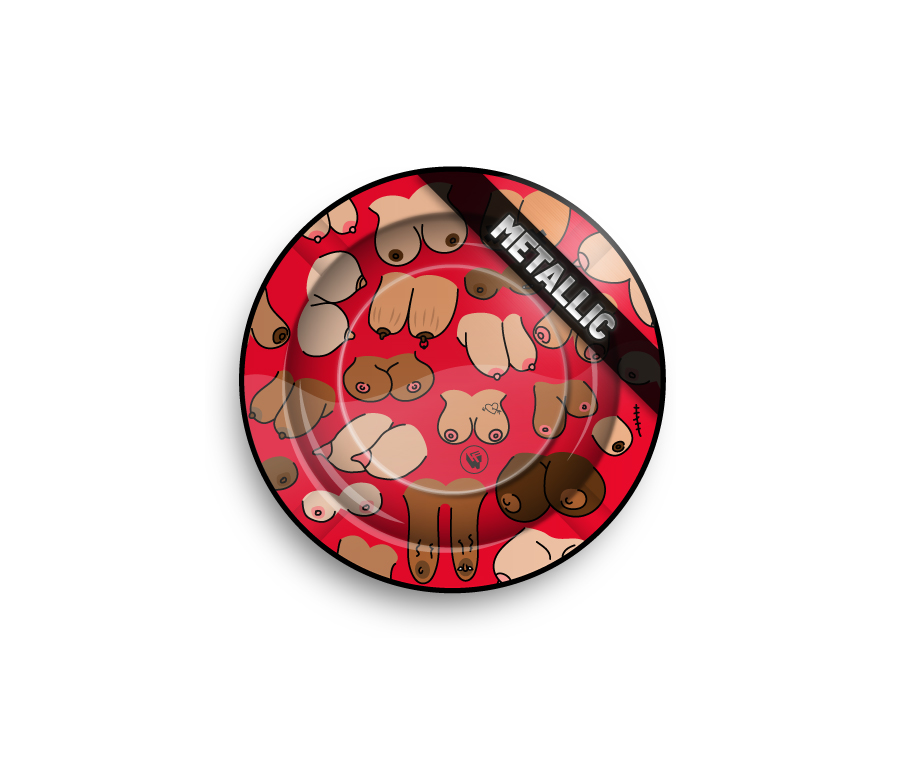 B6 FIRE-FLOW™ Metal Ashtray Tittie Pattern metallic (⌀135 mm)