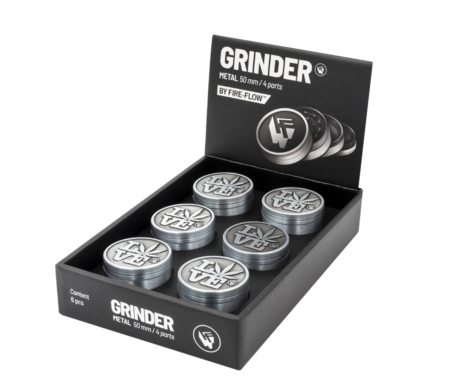 B6 FIRE-FLOW™ Metal Grinder Silver 420 Love (⌀50 mm / 4-parts)