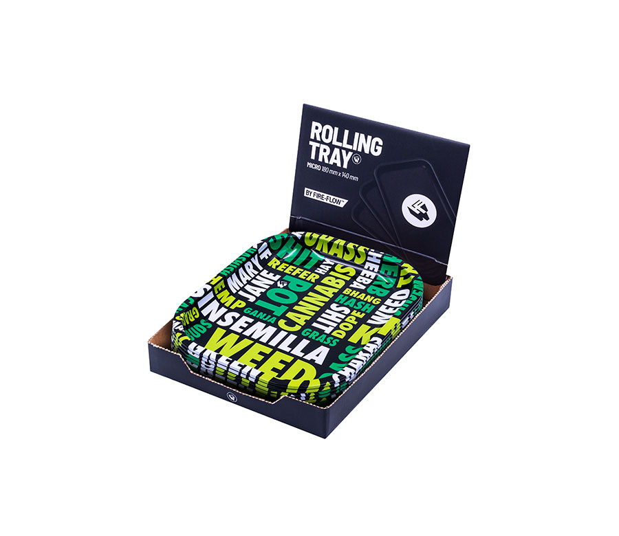 B8 FIRE-FLOW™ Metal Rolling Tray Cannafonts 4/4 (140 mm x 180 mm)