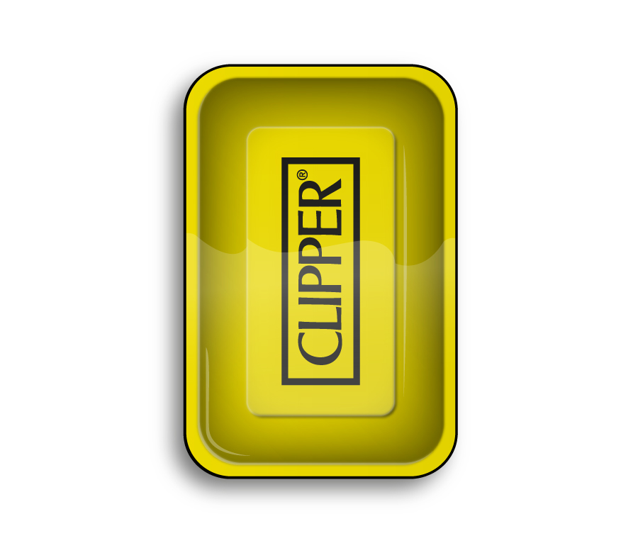 B4 FIRE-FLOW™ Metal Rolling Tray Clipper Logo Yellow (275 mm x 175 mm)