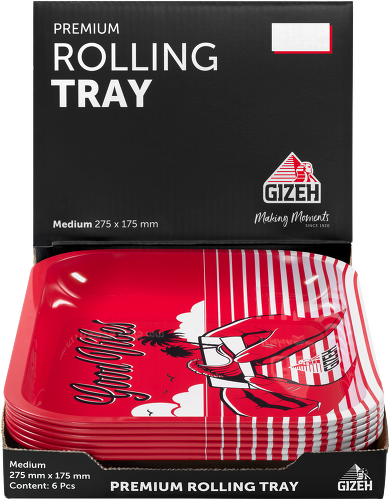 B6 GIZEH Metal Rolling Tray Good Vibes (275 mm x 175 mm)