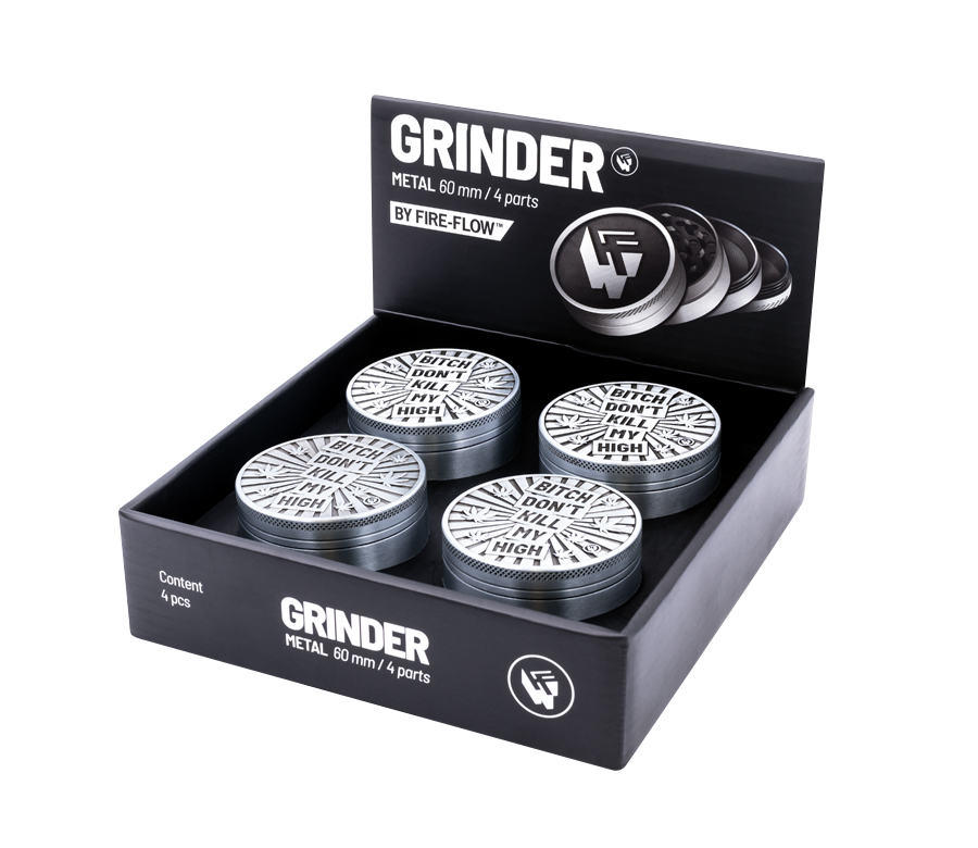 B4 FIRE-FLOW™ Metal Grinder Silver Bitch Dont Kill My High (⌀60 mm / 4-parts)