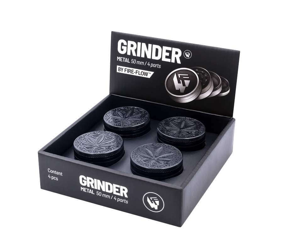 B4 FIRE-FLOW™ Metal Grinder Black Trance Leaf (⌀50 mm / 4-parts)