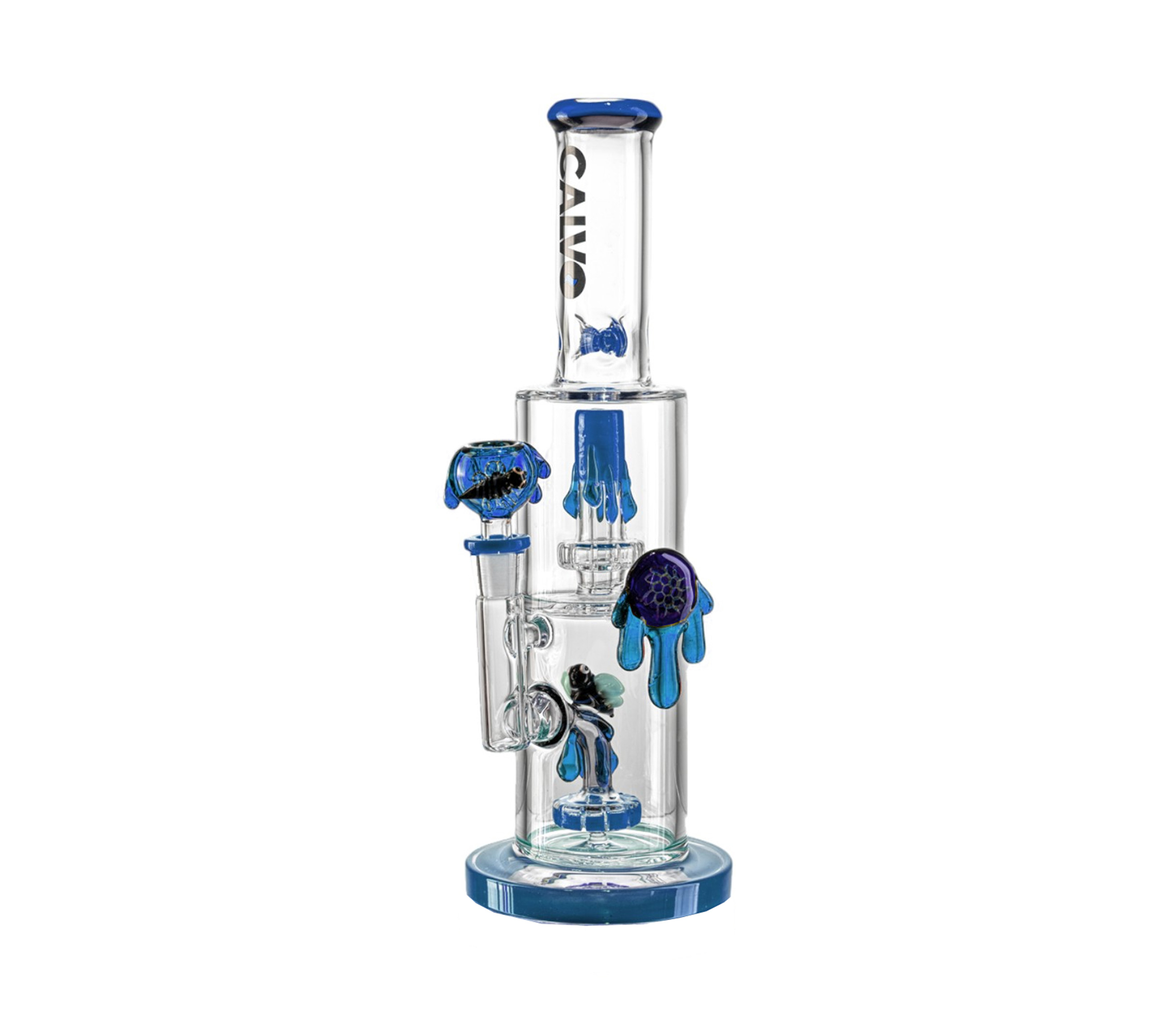 B1 CALVO® Bee Bong Shower Perc Blue (H 35 cm / Ø x 14 mm)