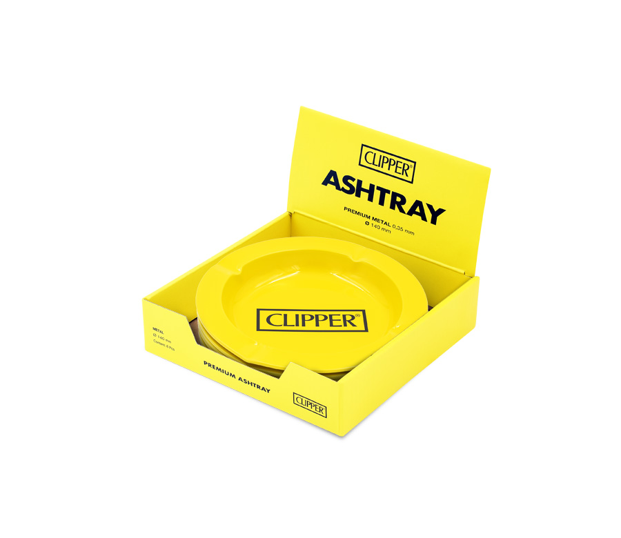 B6 FIRE-FLOW™ Metal Ashtray Clipper Logo Yel (⌀135 mm)