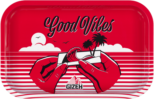 B6 GIZEH Metal Rolling Tray Good Vibes (275 mm x 175 mm)