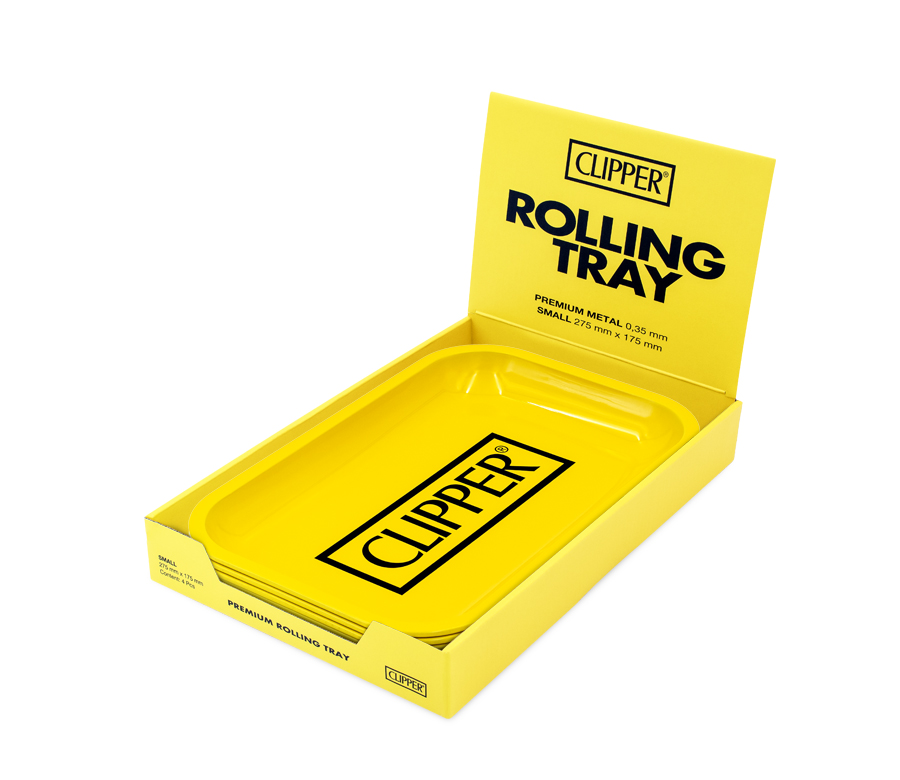 B4 FIRE-FLOW™ Metal Rolling Tray Clipper Logo Yellow (275 mm x 175 mm)