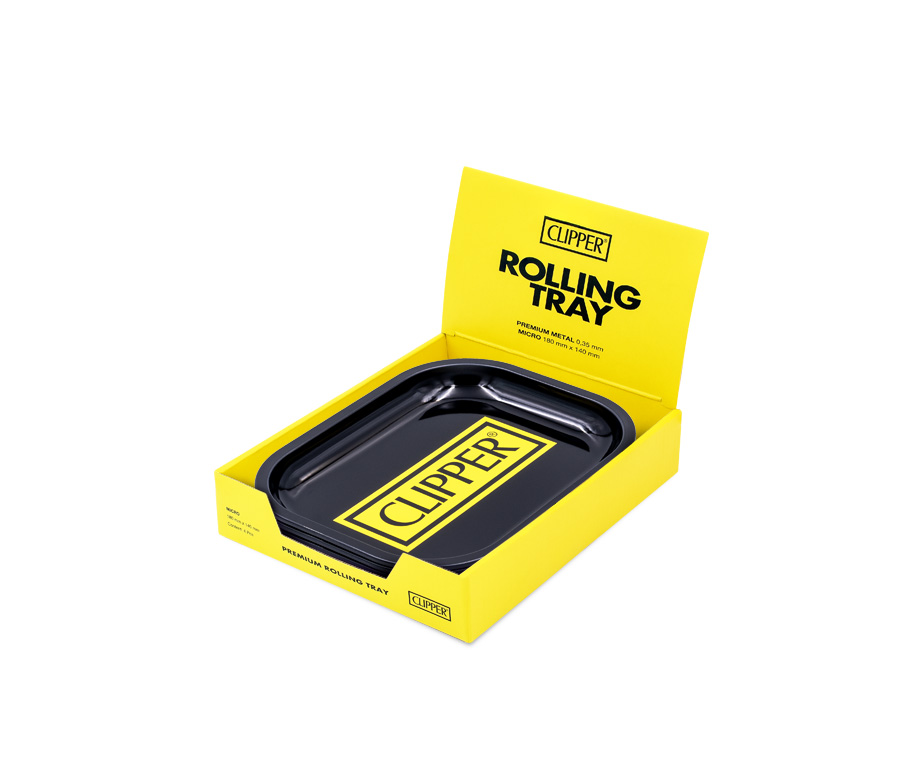 B4 FIRE-FLOW™ Metal Rolling Tray Clipper Logo Black (140 mm x 180 mm)