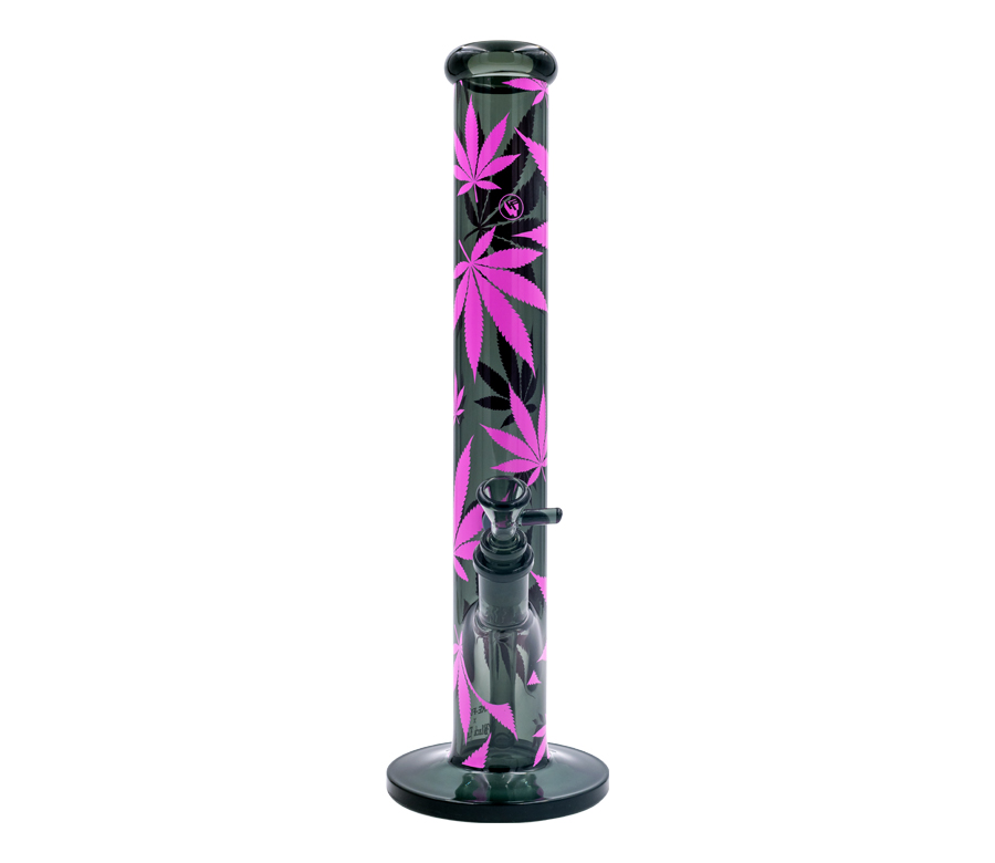 B1 FIRE-FLOW™ x BLACK LEAF® Cylinder Bong LEAVES PINK (400 mm x 51 mm)