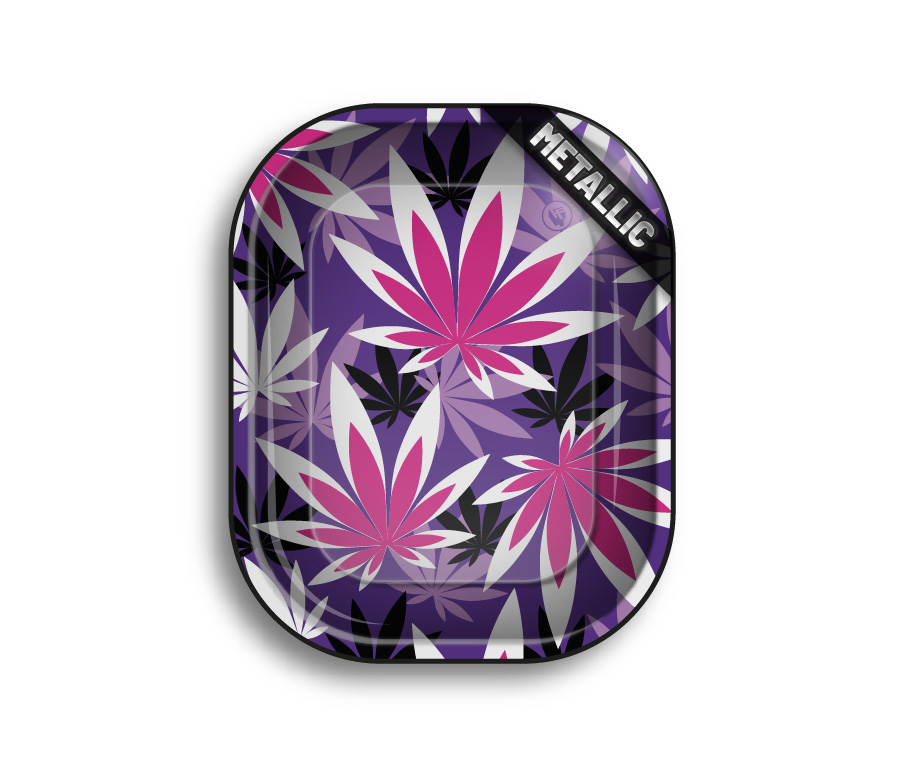 B4 FIRE-FLOW™ Metal Rolling Tray Pink Leaves 1/4 (140 mm x 180 mm)