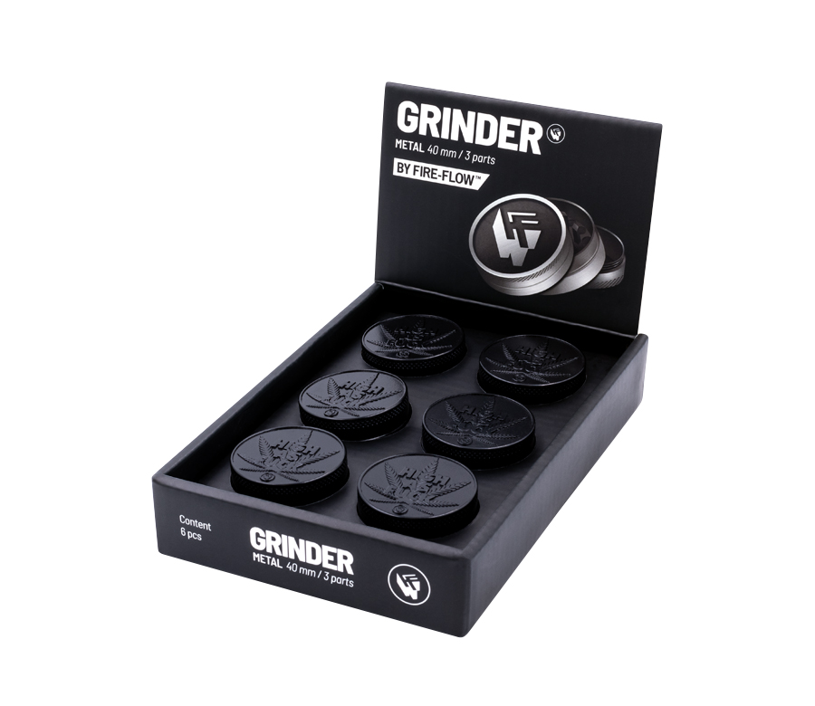 B6 FIRE-FLOW™ Metal Grinder Black High As Fuck (⌀40 mm / 3-parts)