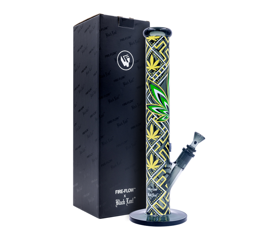 B1 FIRE-FLOW™ x BLACK LEAF® Cylinder Bong LEAVES 34 (400 mm x 51 mm)