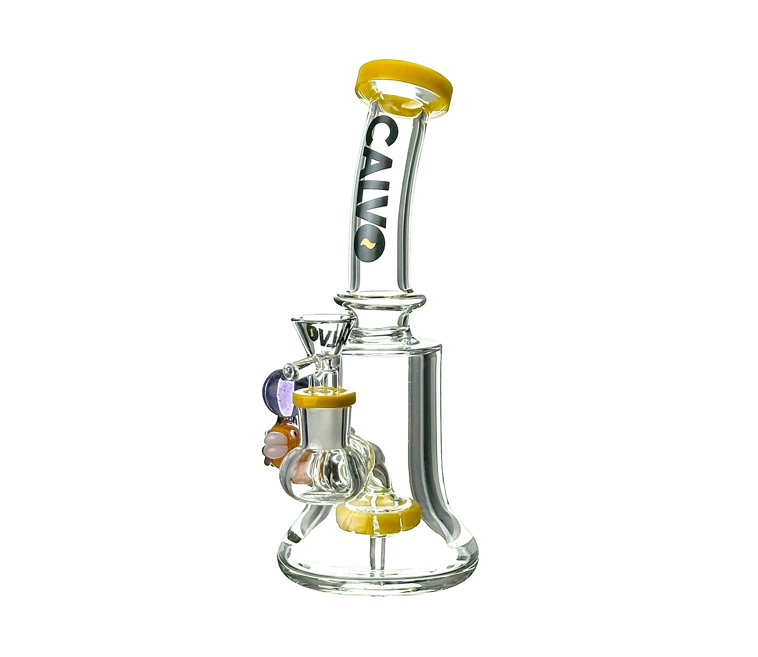 bong, glas, water pipe, gelbe Akzente, Perkolator